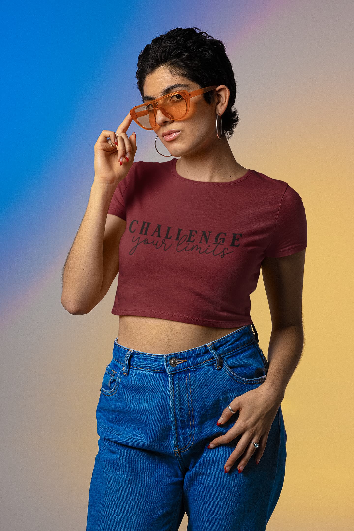 WOMENS MAROON CROP TOP
