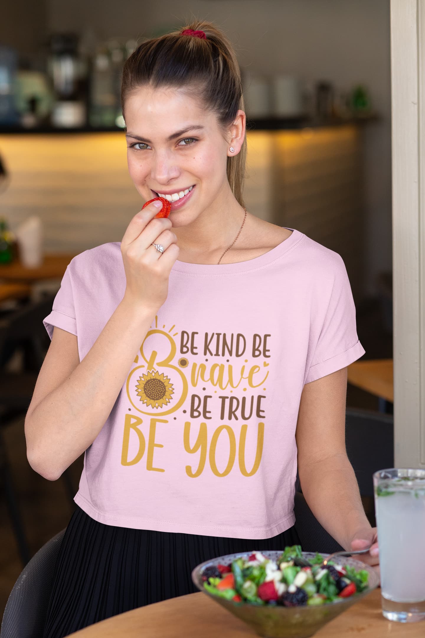 Women's Light Pink Crop Tops