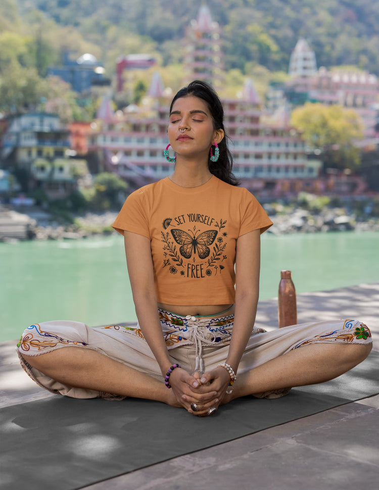 WOMENS MUSTARD YELLOW CROP TOP