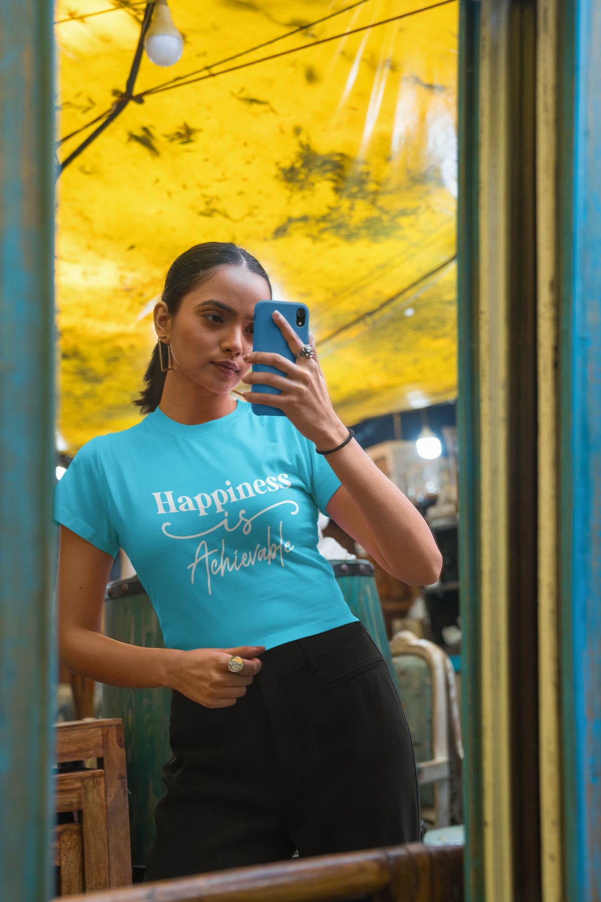 Karavirs® Reachable Sky Blue crop top for women India