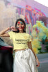 WOMENS BUTTER YELLOW CROP TOP