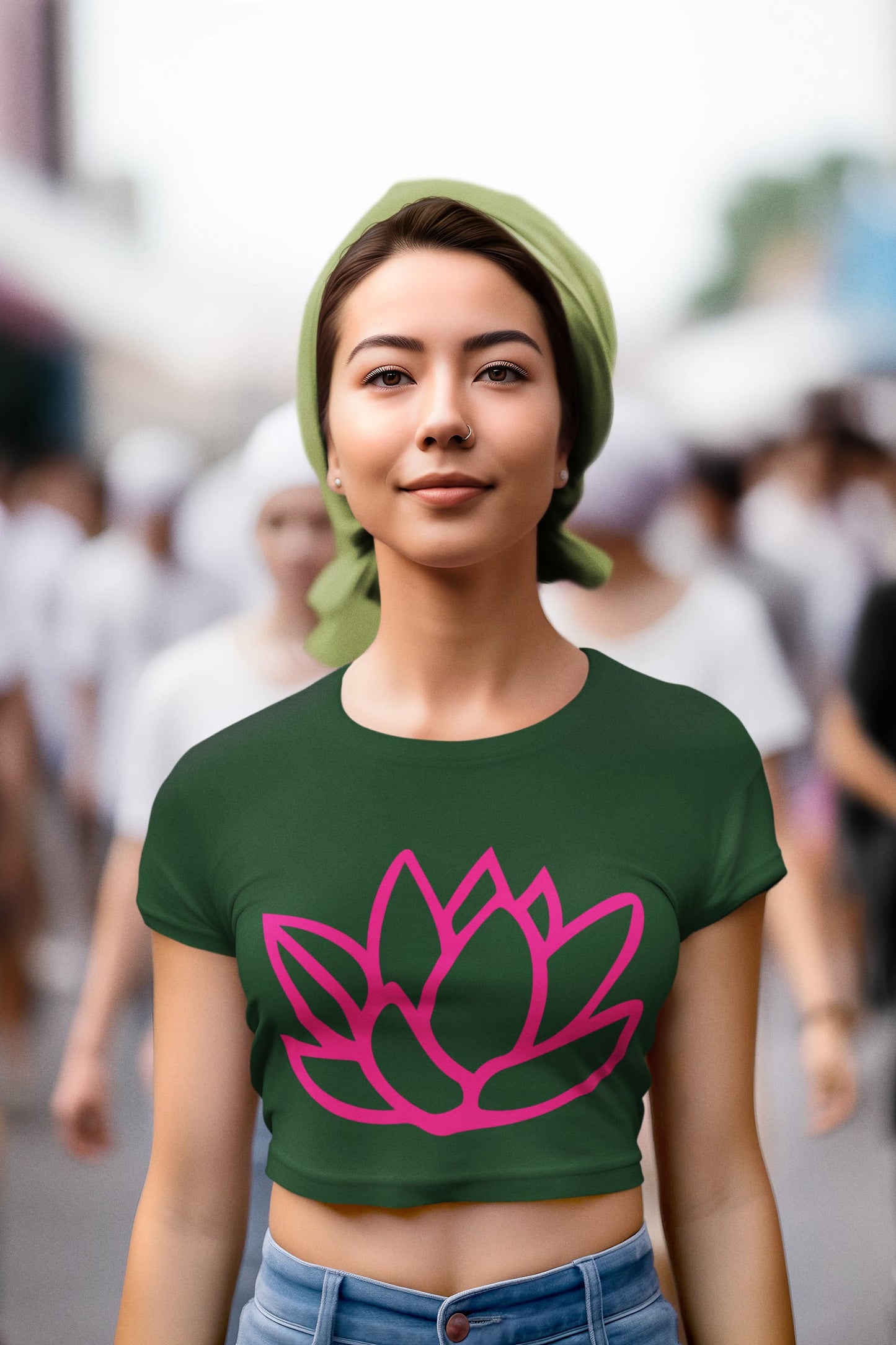 Women's Olive Green Crop Tops