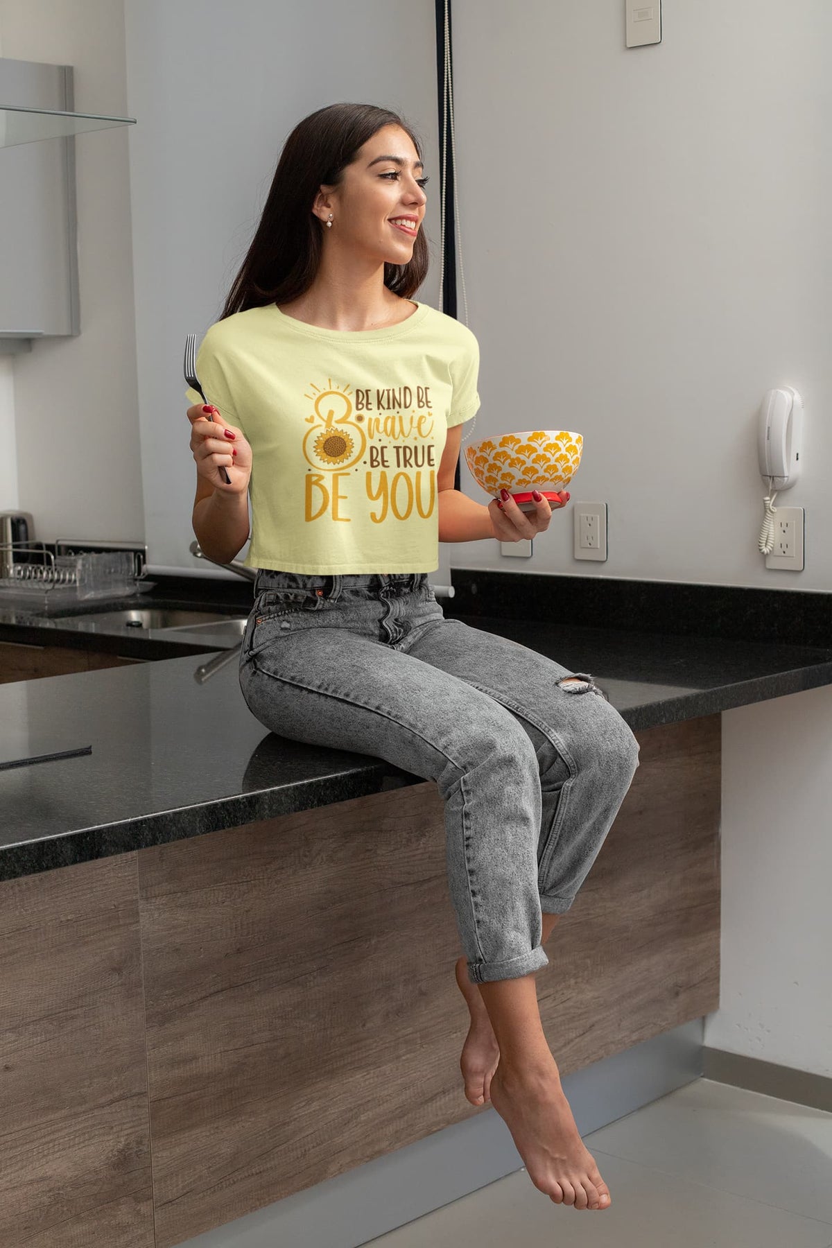 Women's Butter Yellow Crop Tops