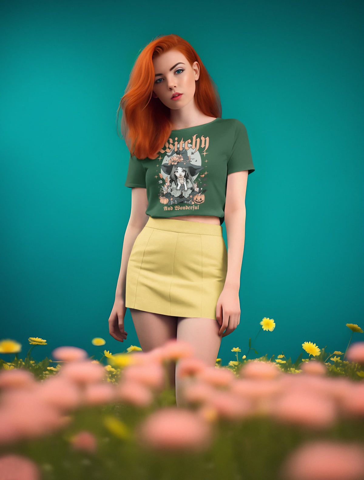 Karavirs® Witchy Olive Green crop top for women India