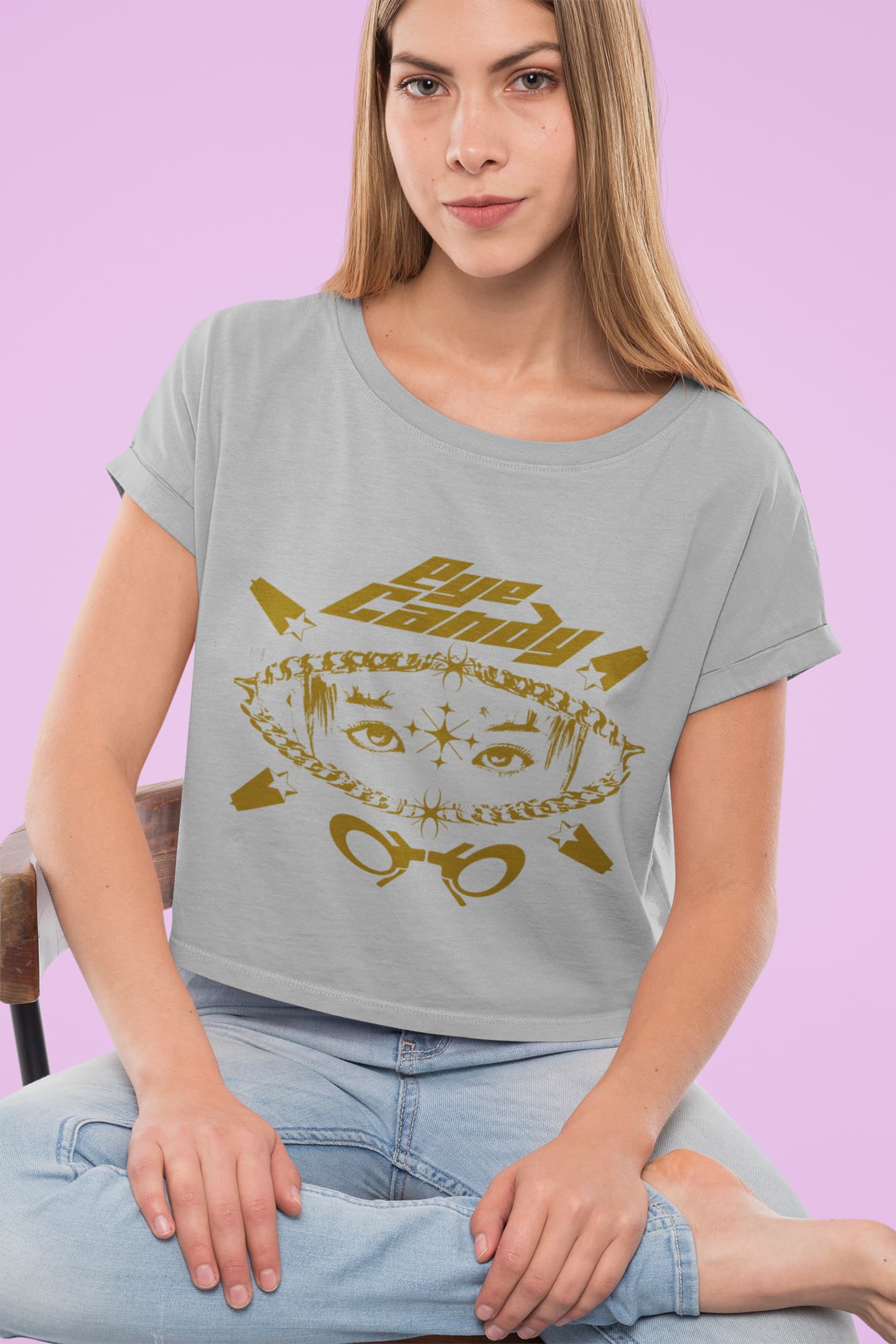 Women's Melange Grey Crop Top