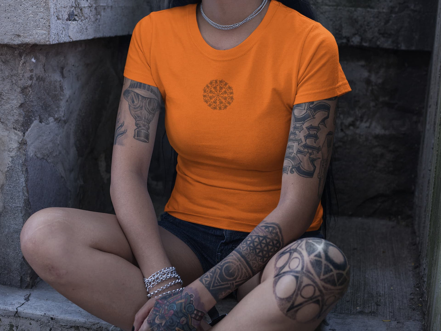 Women’s Orange Round Neck T-shirts