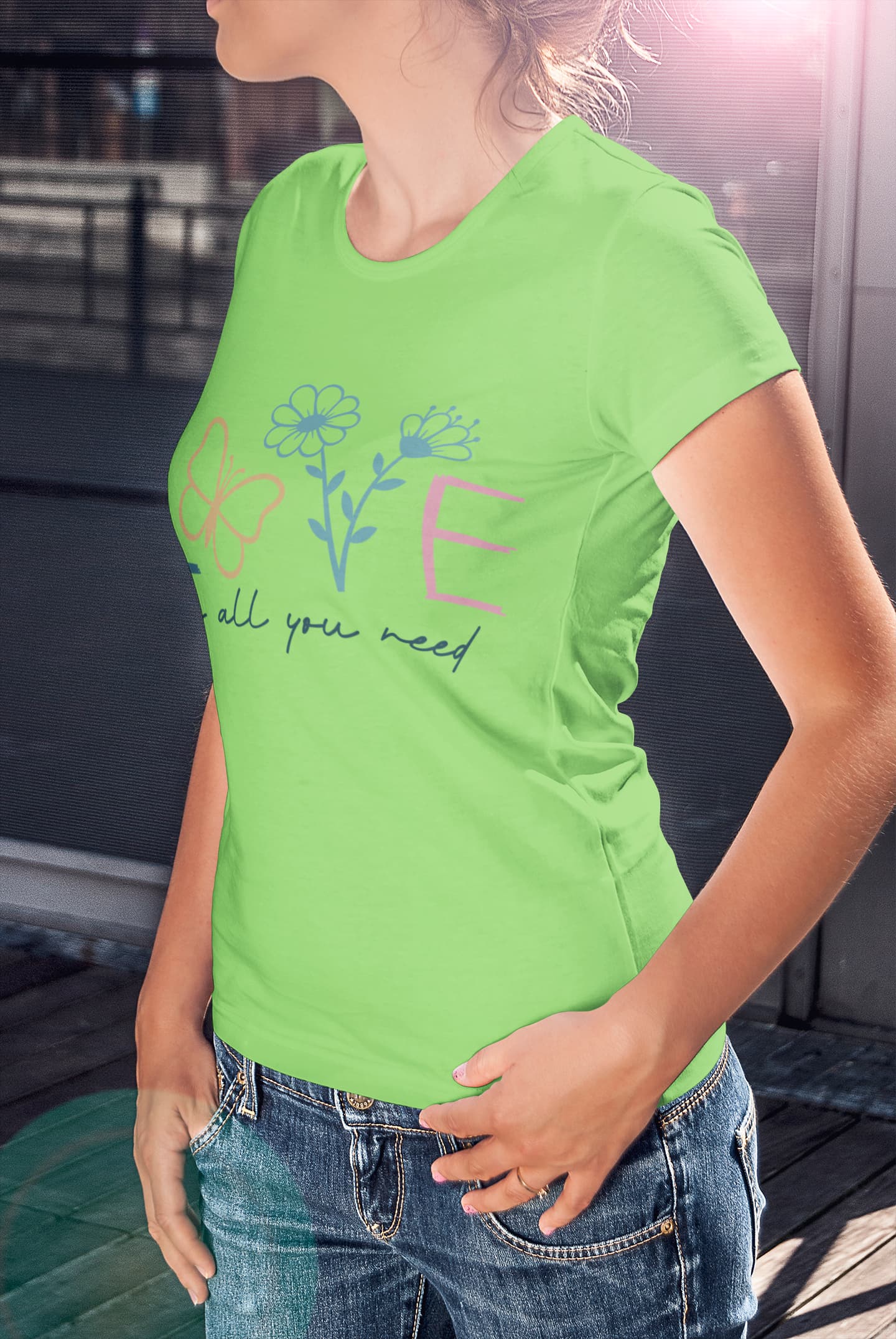 Women's Liril Green Round Neck T-shirts