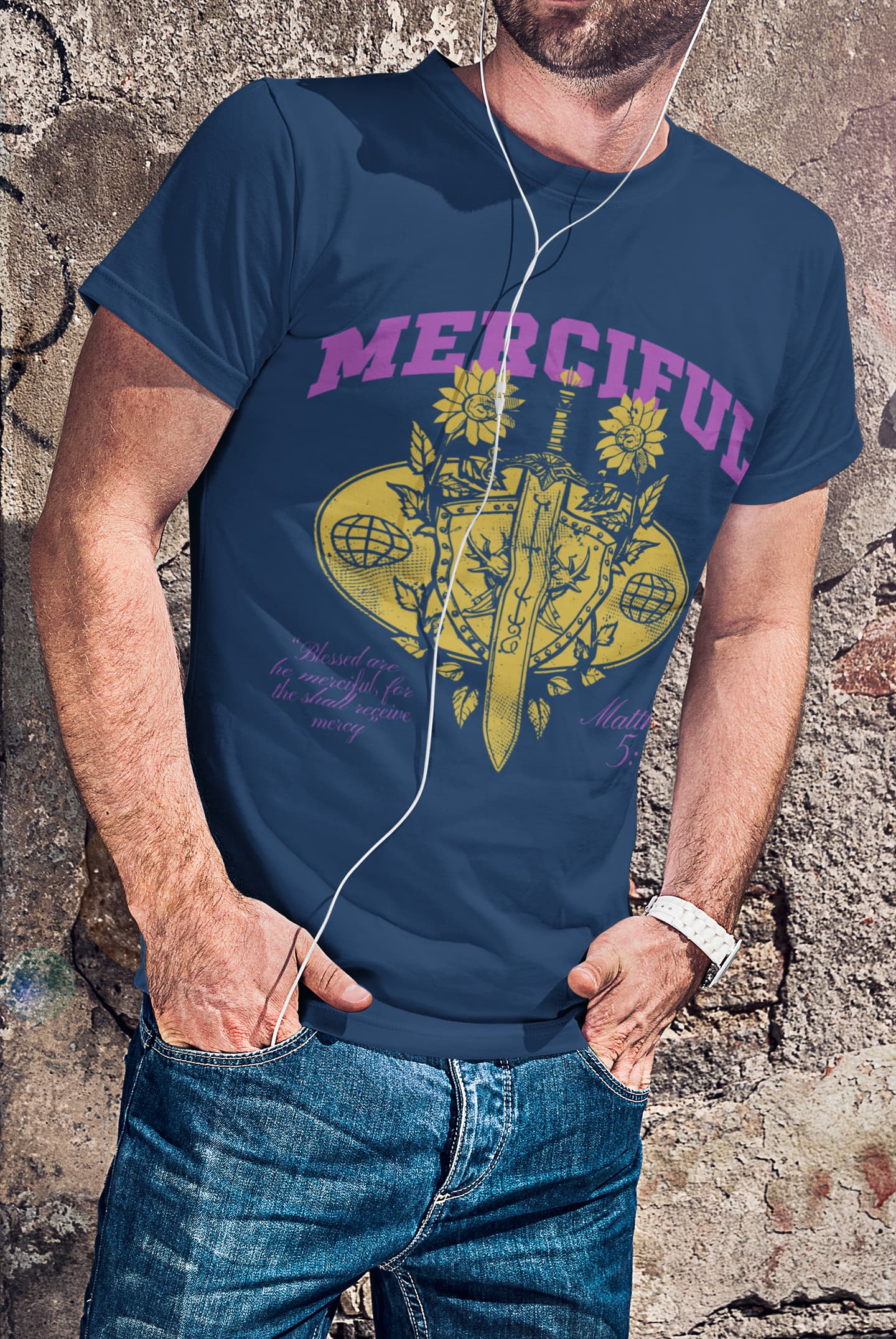 Men's Navy Blue Round Neck T-shirts