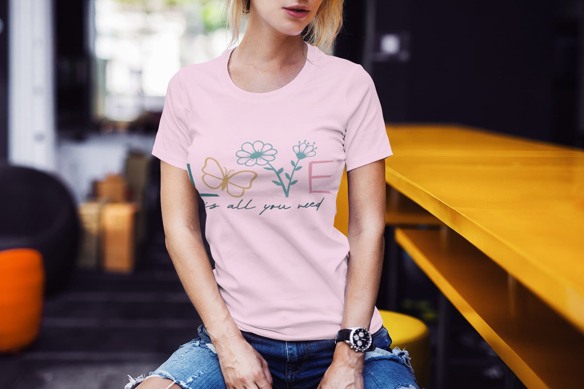Women's Light Pink Round Neck T-shirts