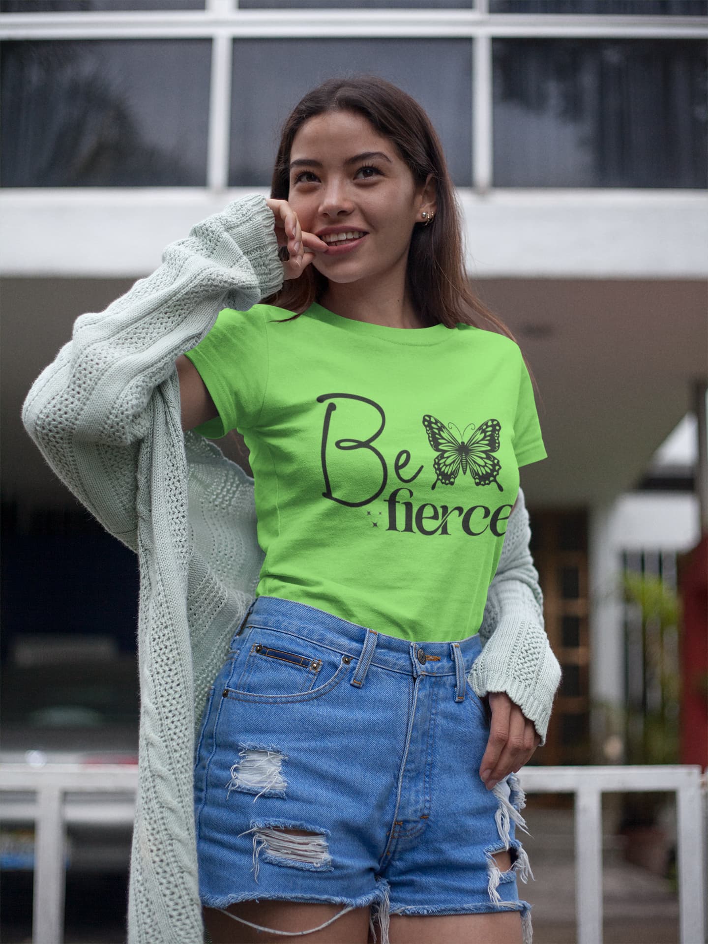 Women's Liril Green Round Neck T-shirt
