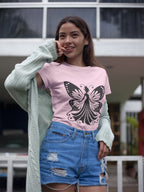Women's Light Pink Round Neck T-shirts