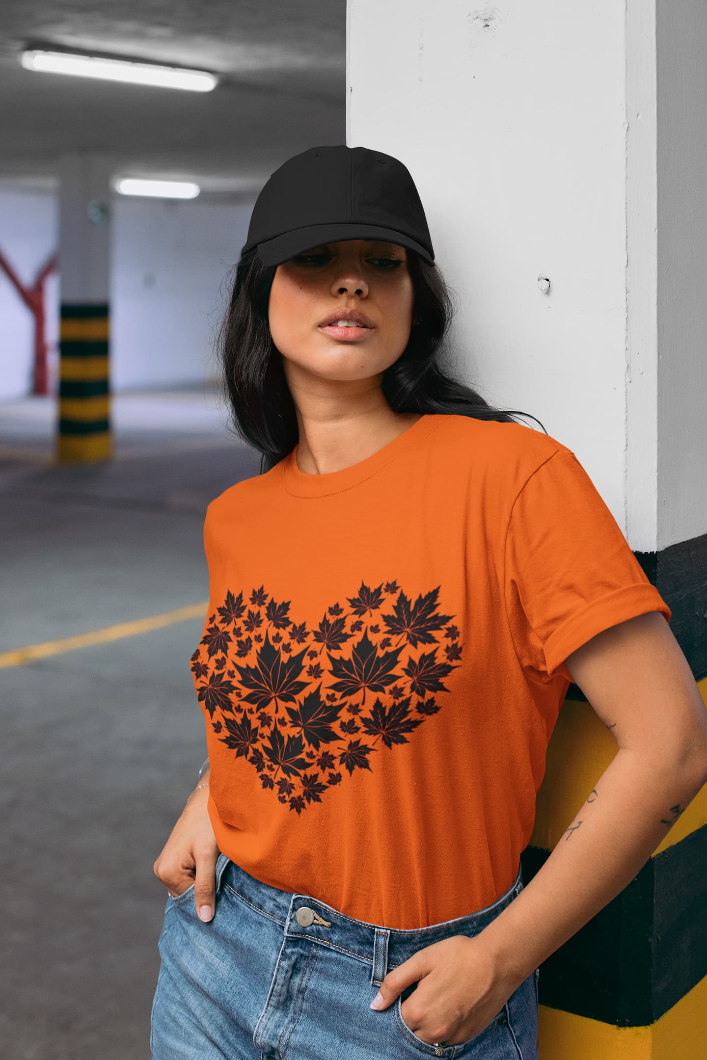 Women's Orange Round Neck T-shirts