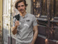 MENS MELANGE GREY POLO T-SHIRT