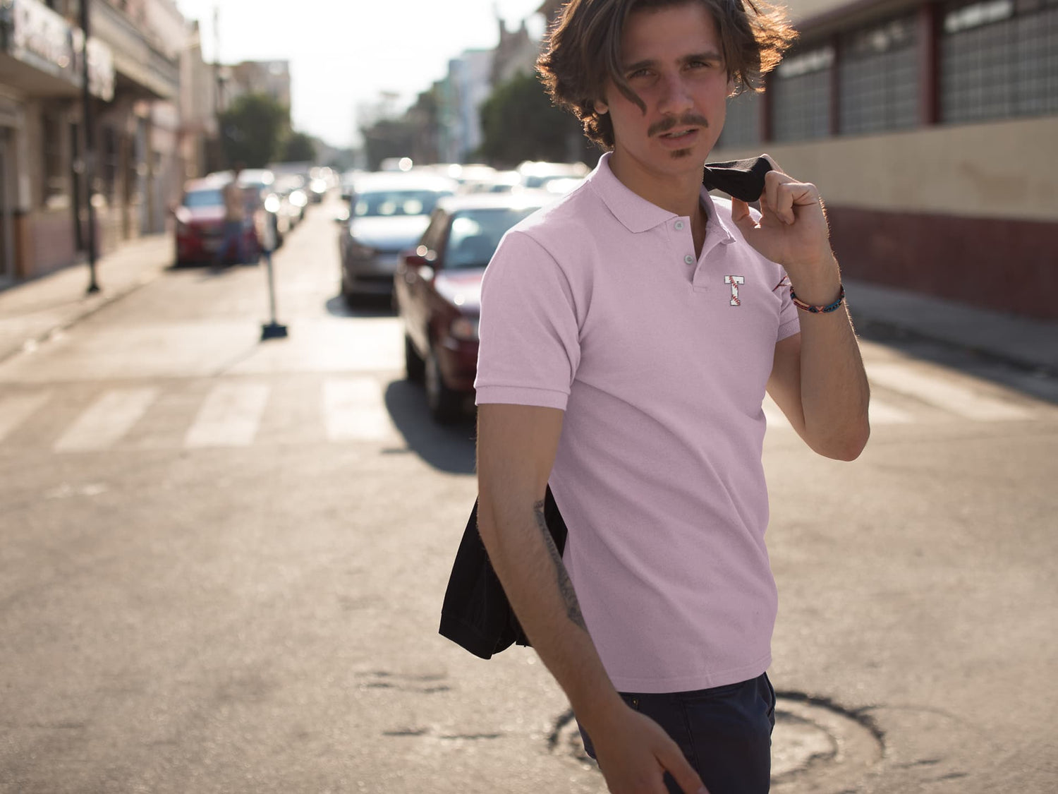 MENS LIGHT PINK POLO T-SHIRT