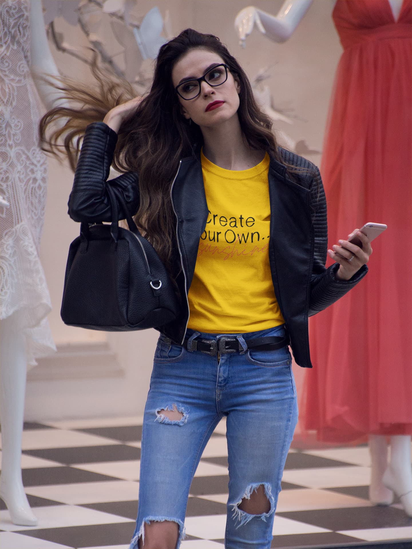 Women's Golden Yellow Round Neck T-shirts