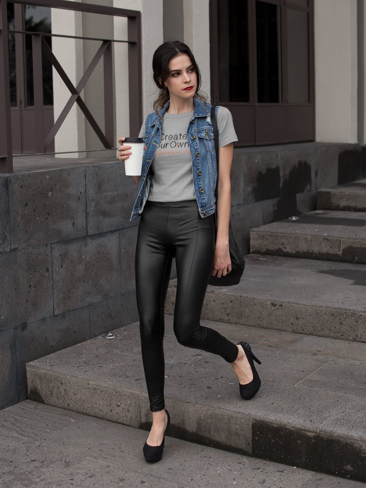 Women's Melange Grey Round Neck T-shirts