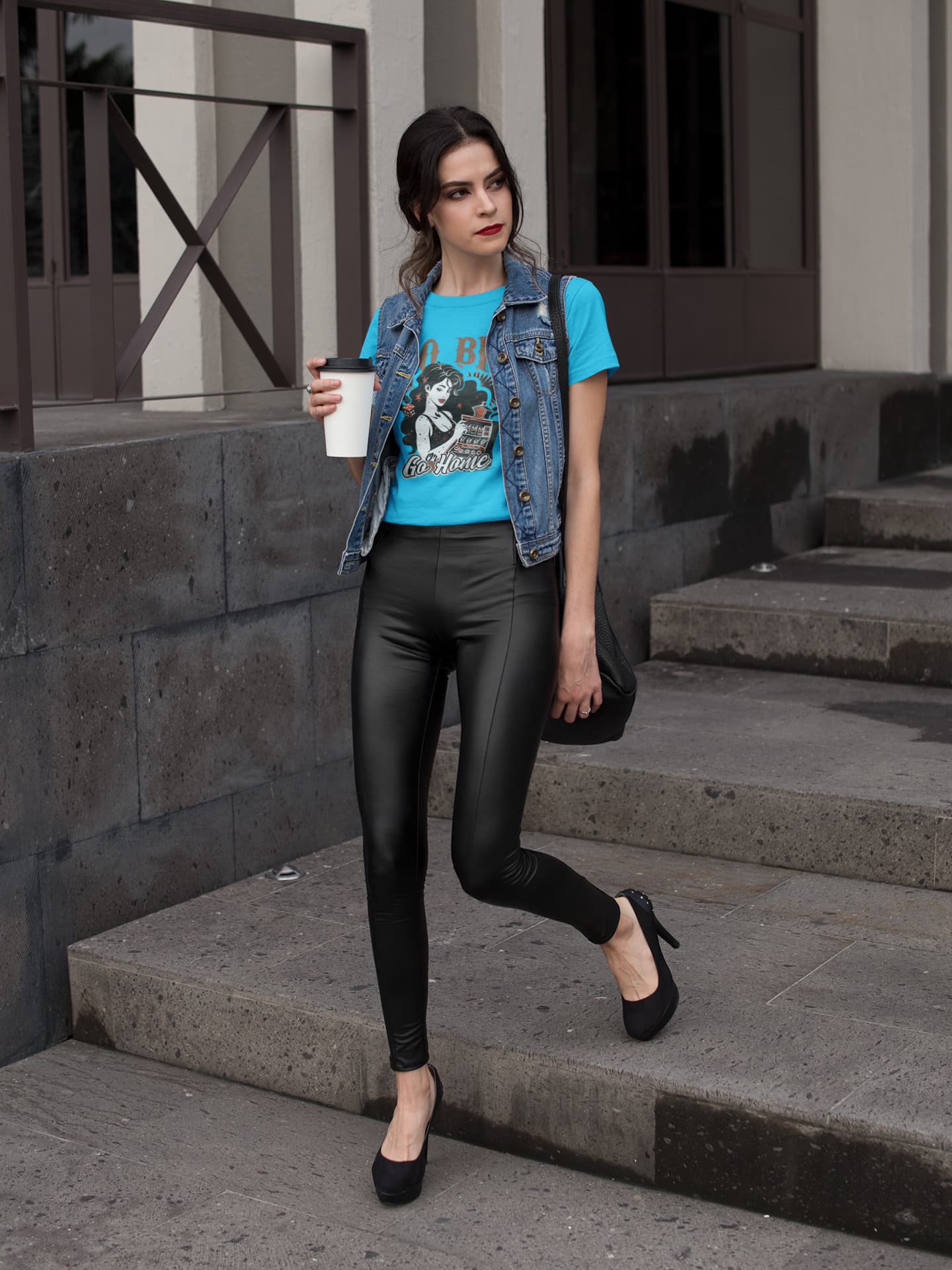 Women's Sky Blue Round Neck T-shirts