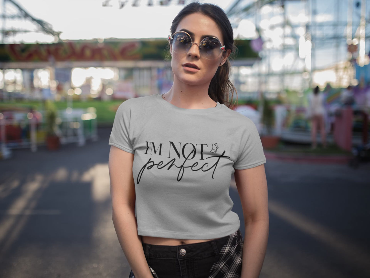 Women's Melange Grey Crop Tops