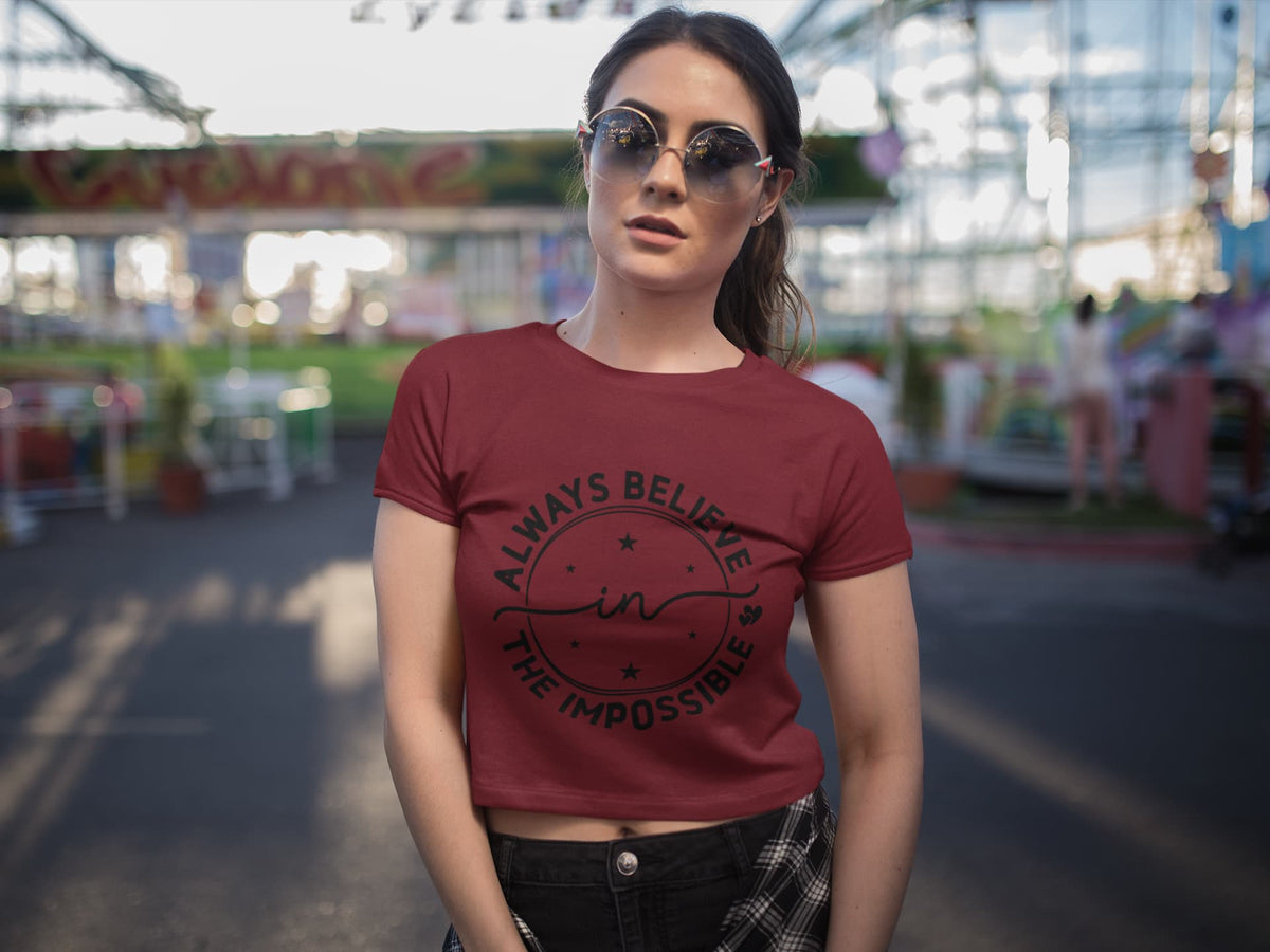 Karavirs® Convinced Maroon crop top for women India