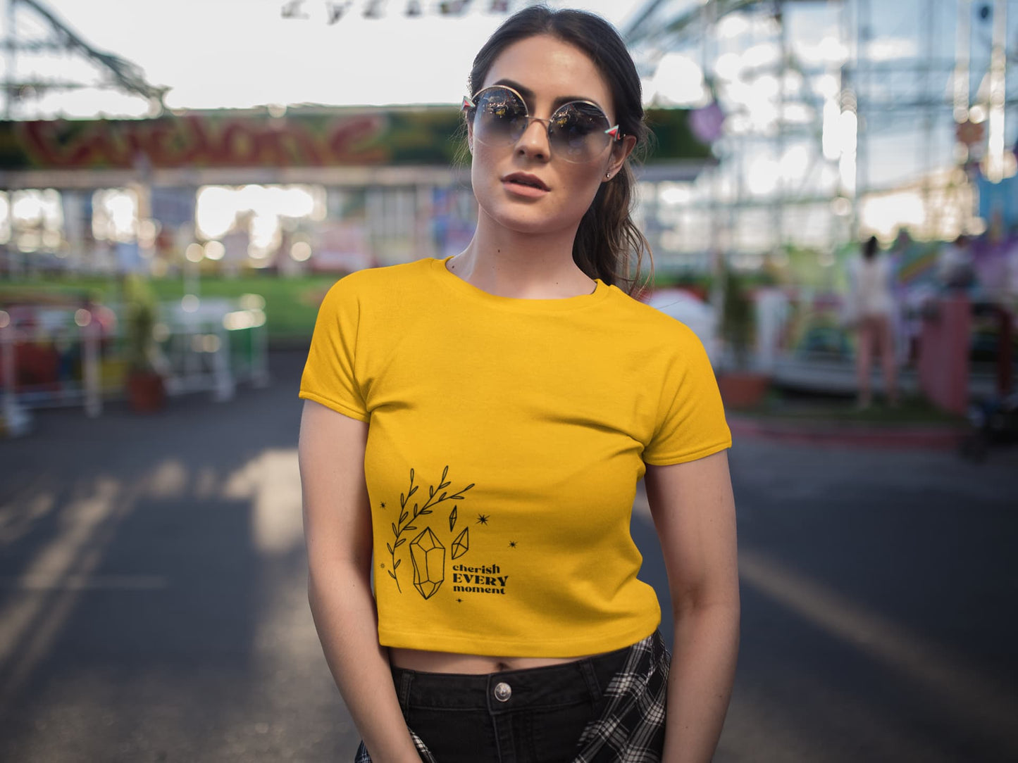 Women's Golden Yellow Crop Tops