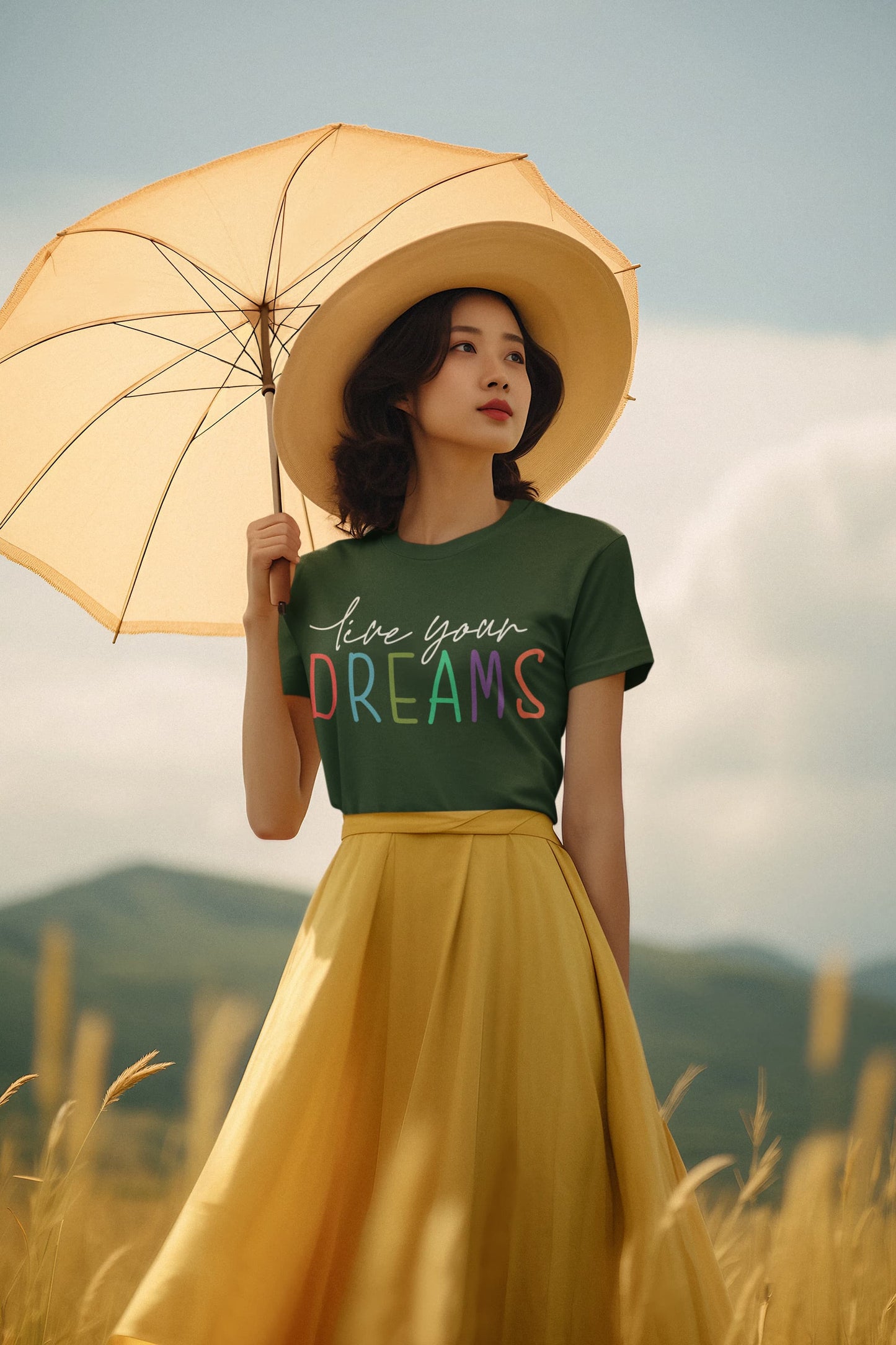 Women's Olive Green Round Neck T-shirts