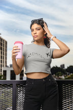 Women's Melange Grey Crop Tops