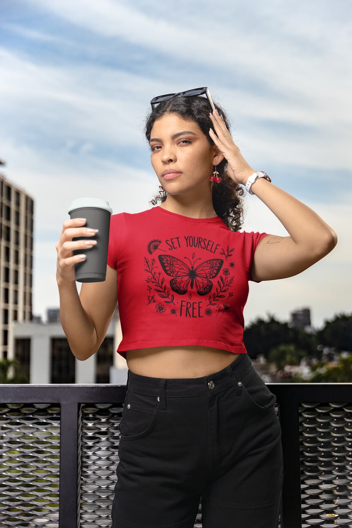 Karavirs® Willow Red crop top for women India