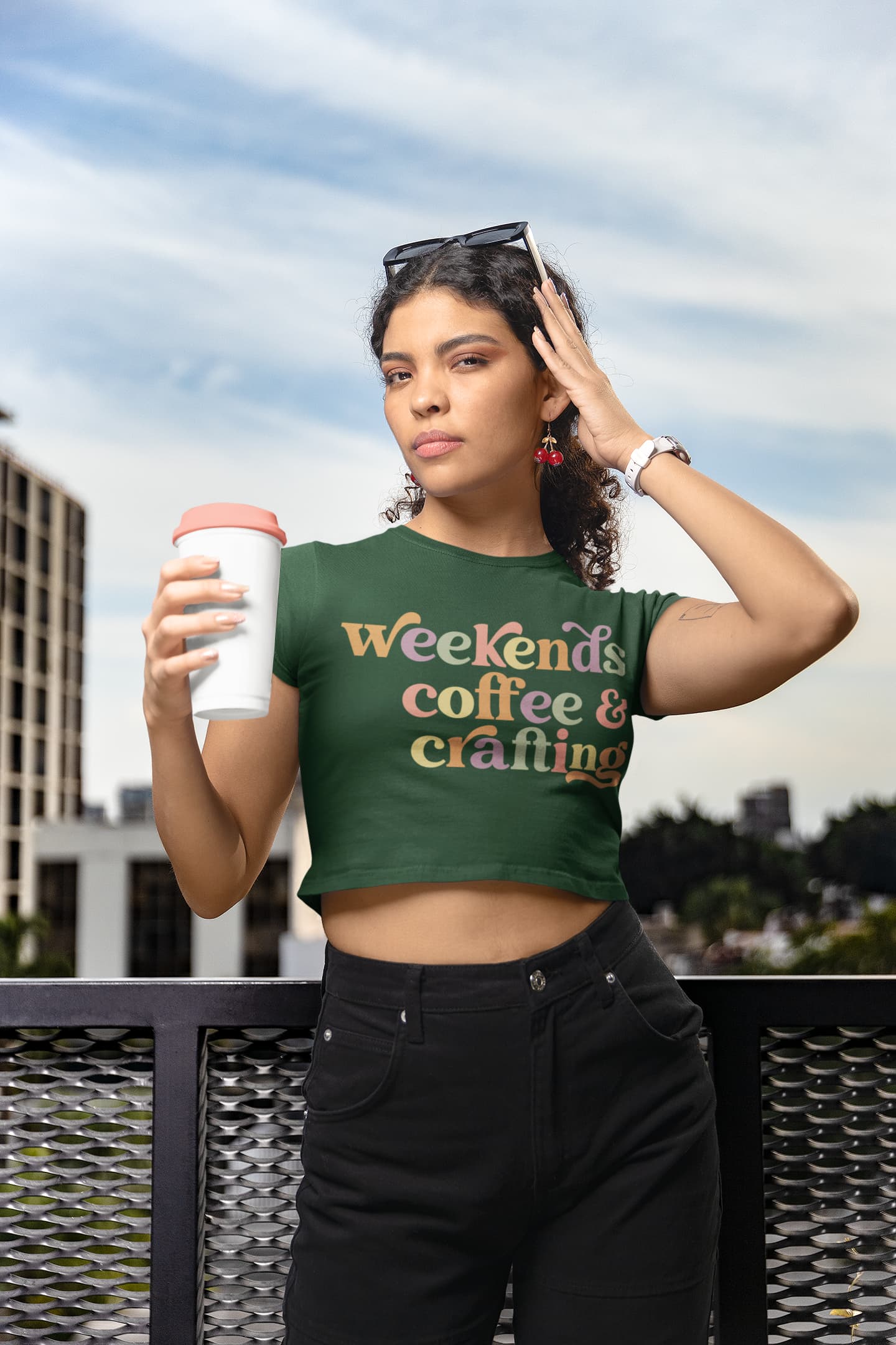 Women's Olive Green Crop Tops