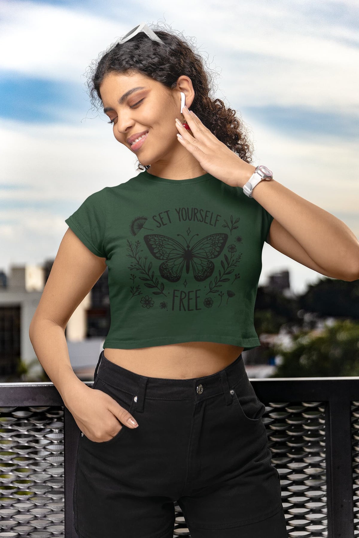 Karavirs® Willow Olive Green crop top for women India