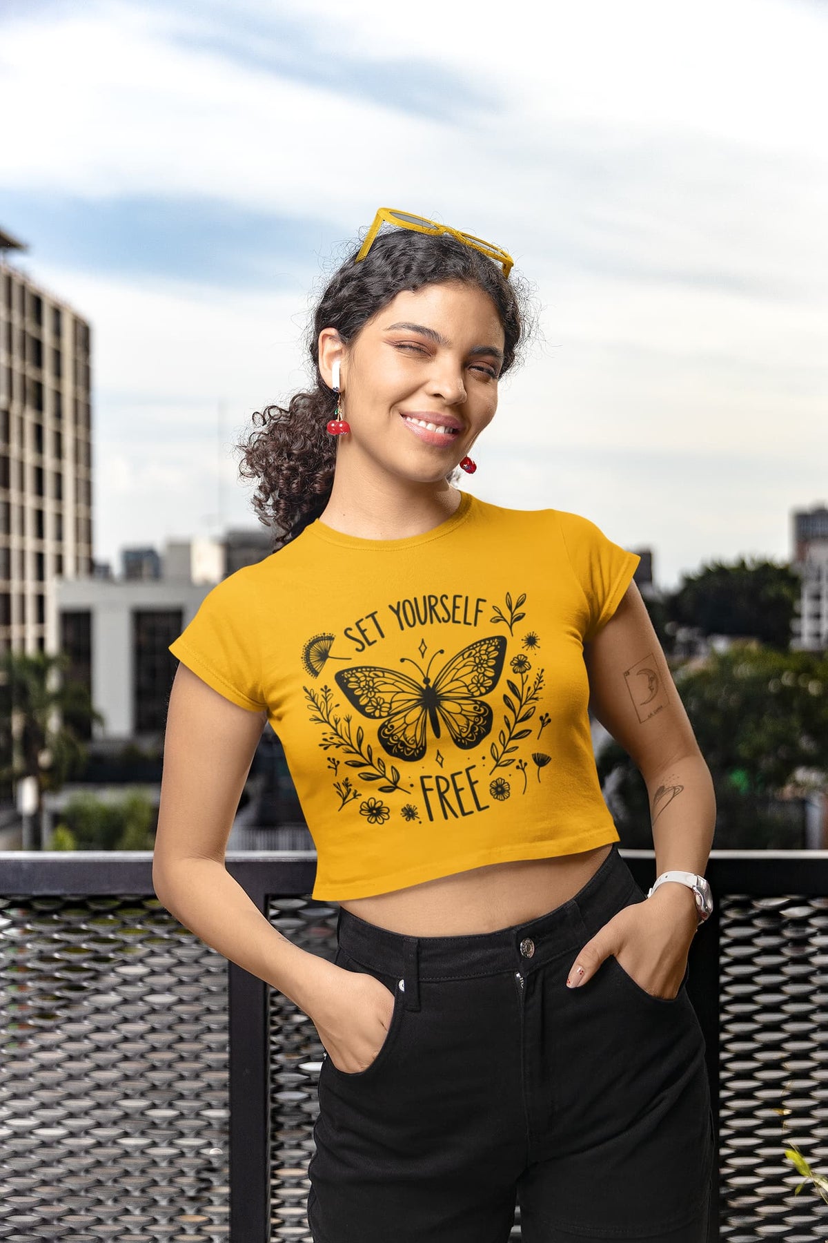 Karavirs® Willow Golden Yellow crop top for women India