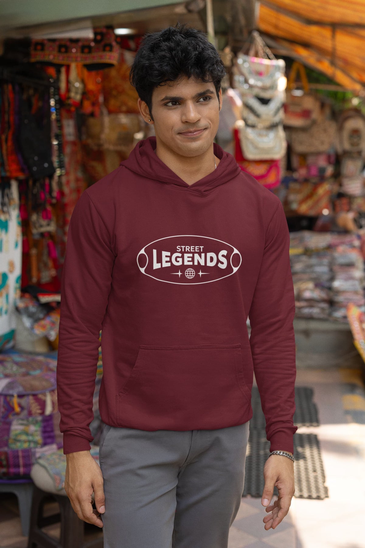 Karavirs® Tide Maroon oversized hoodie for men India