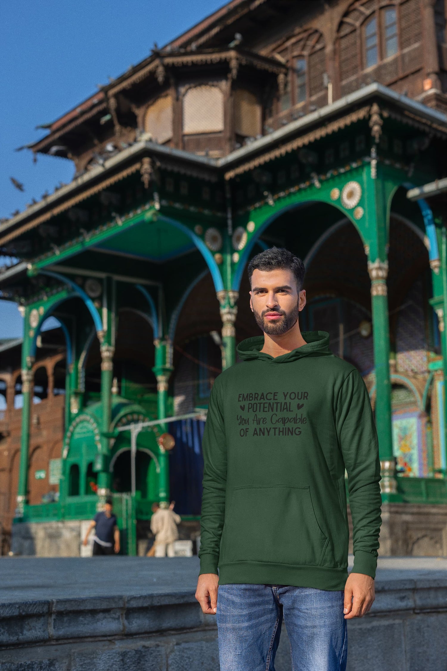 MENS OLIVE GREEN HOODIES 