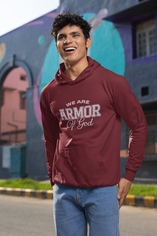 Karavirs® Armoured Maroon oversized hoodie for men India