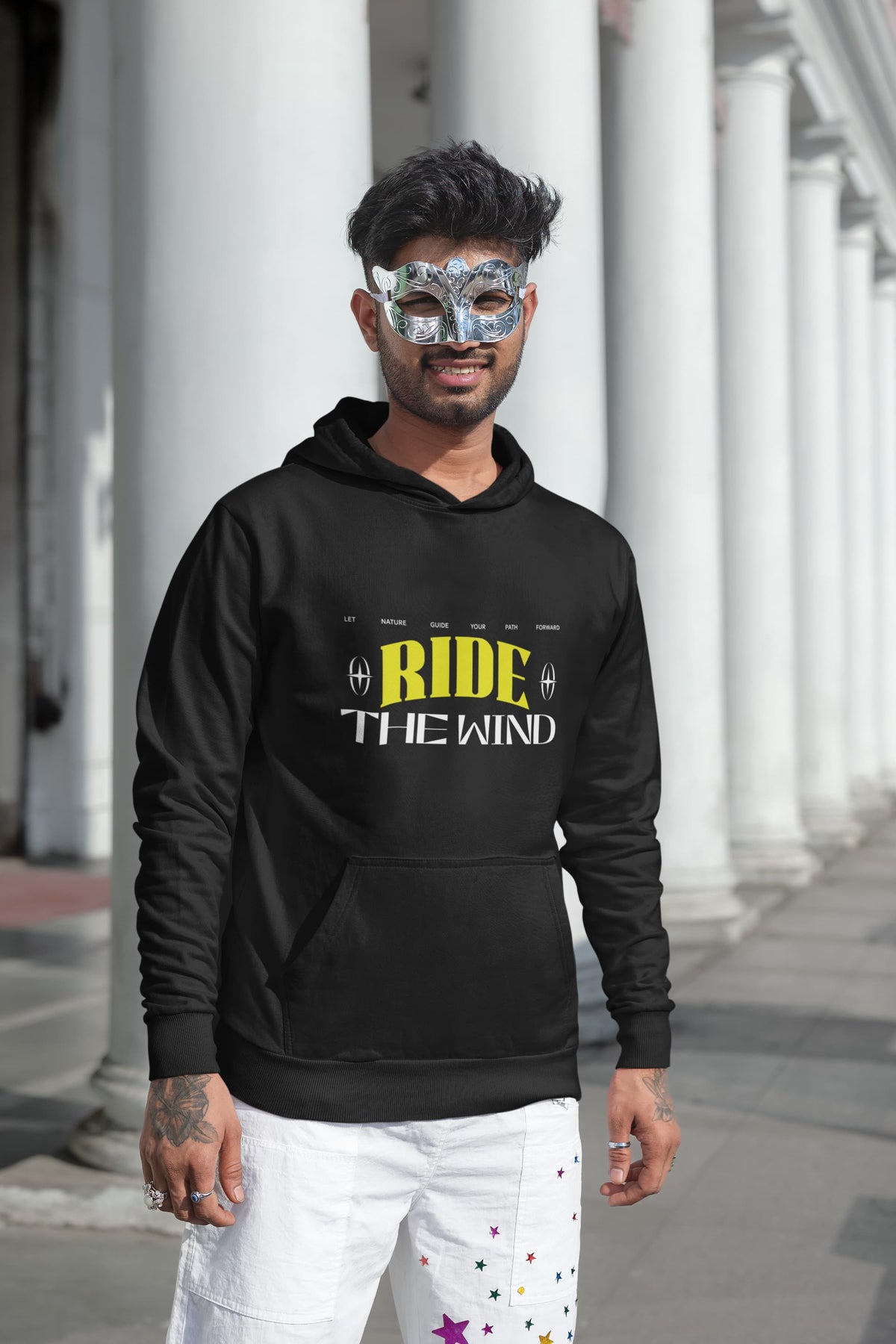 Karavirs® Floret Black oversized hoodie for men India