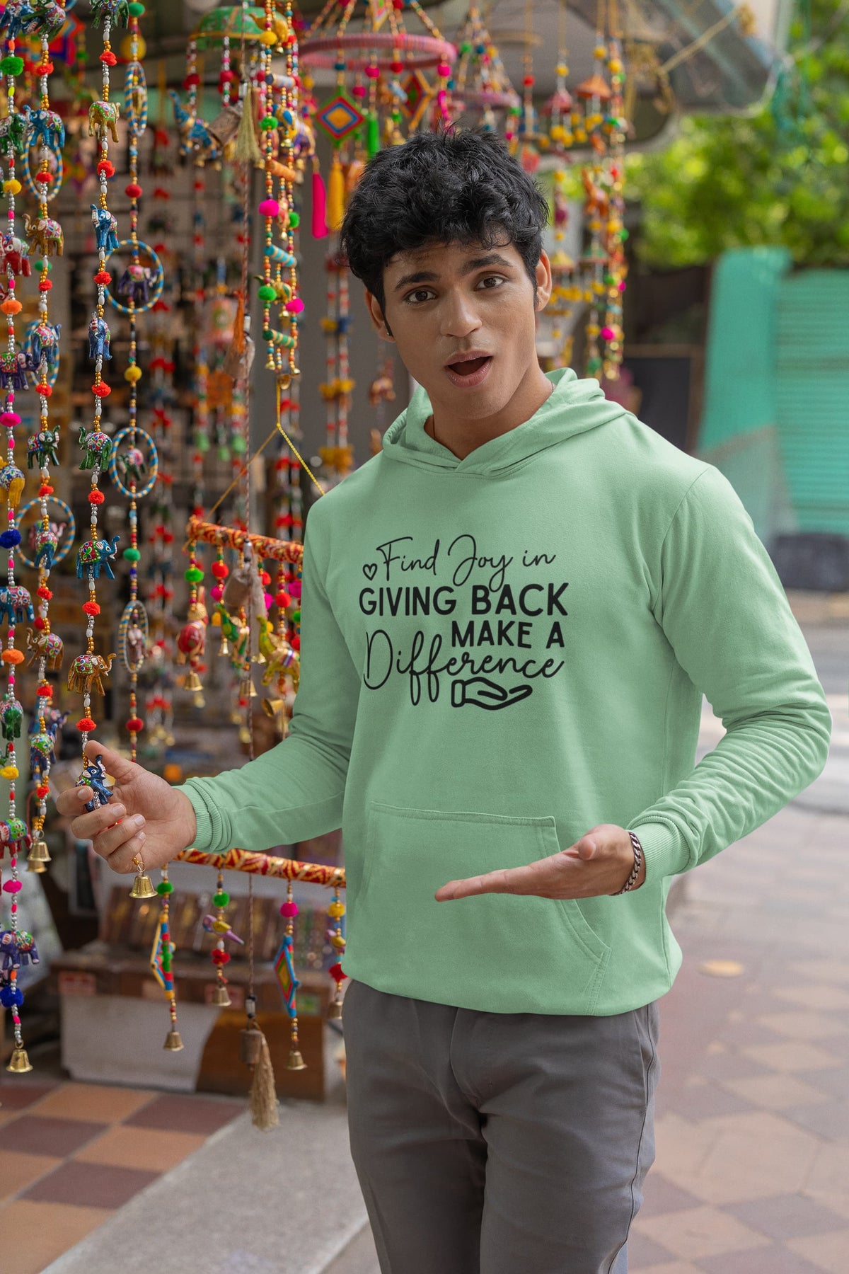 Karavirs® Generosity Mint Green oversized hoodie for men India
