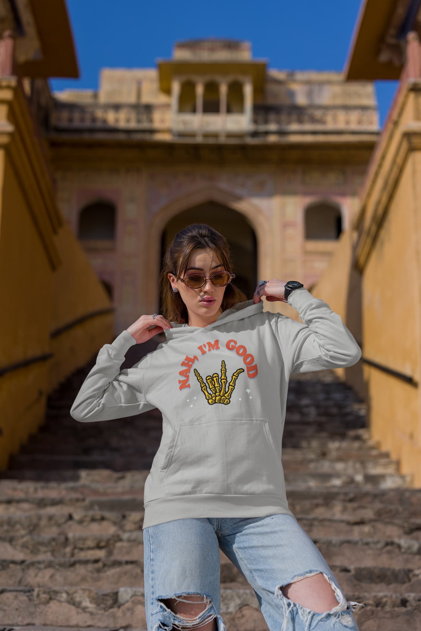 Men's Melange Grey Hoodies