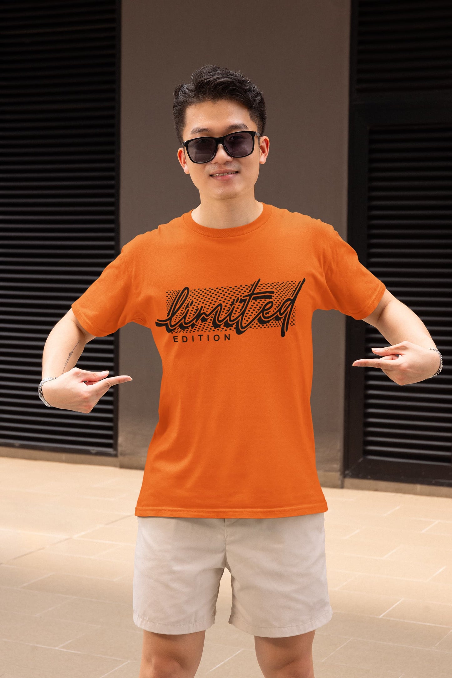 Men's Orange Round Neck T-shirts