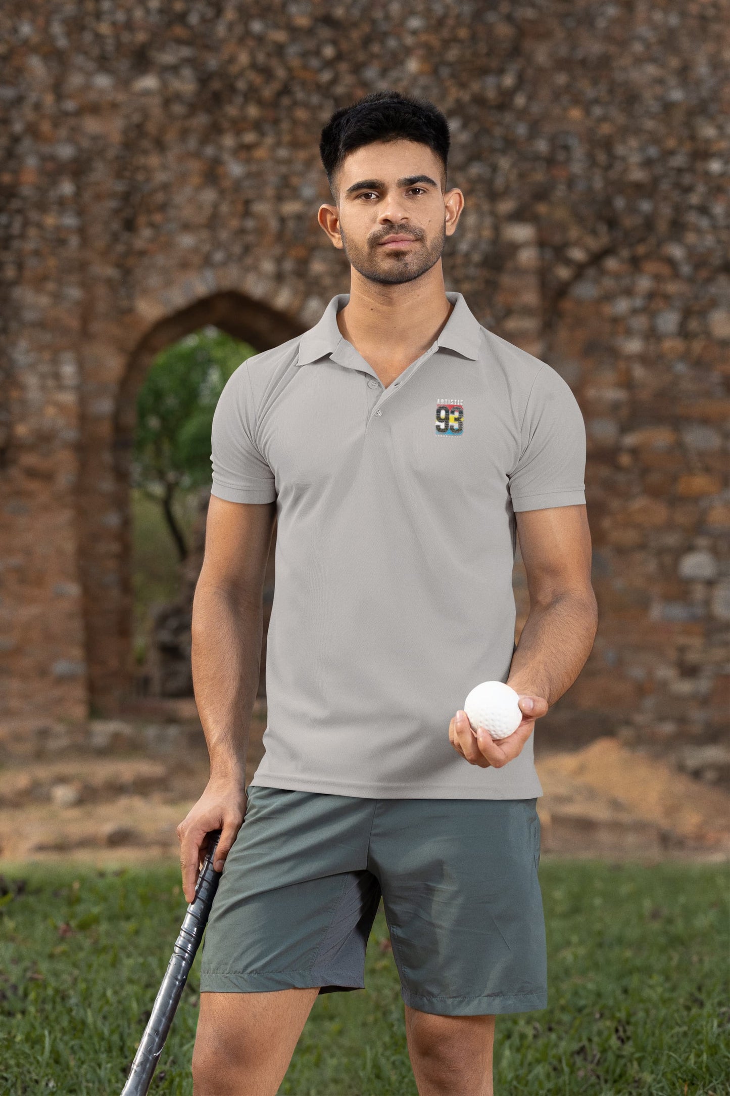 Men's Melange Grey Polo T-shirts