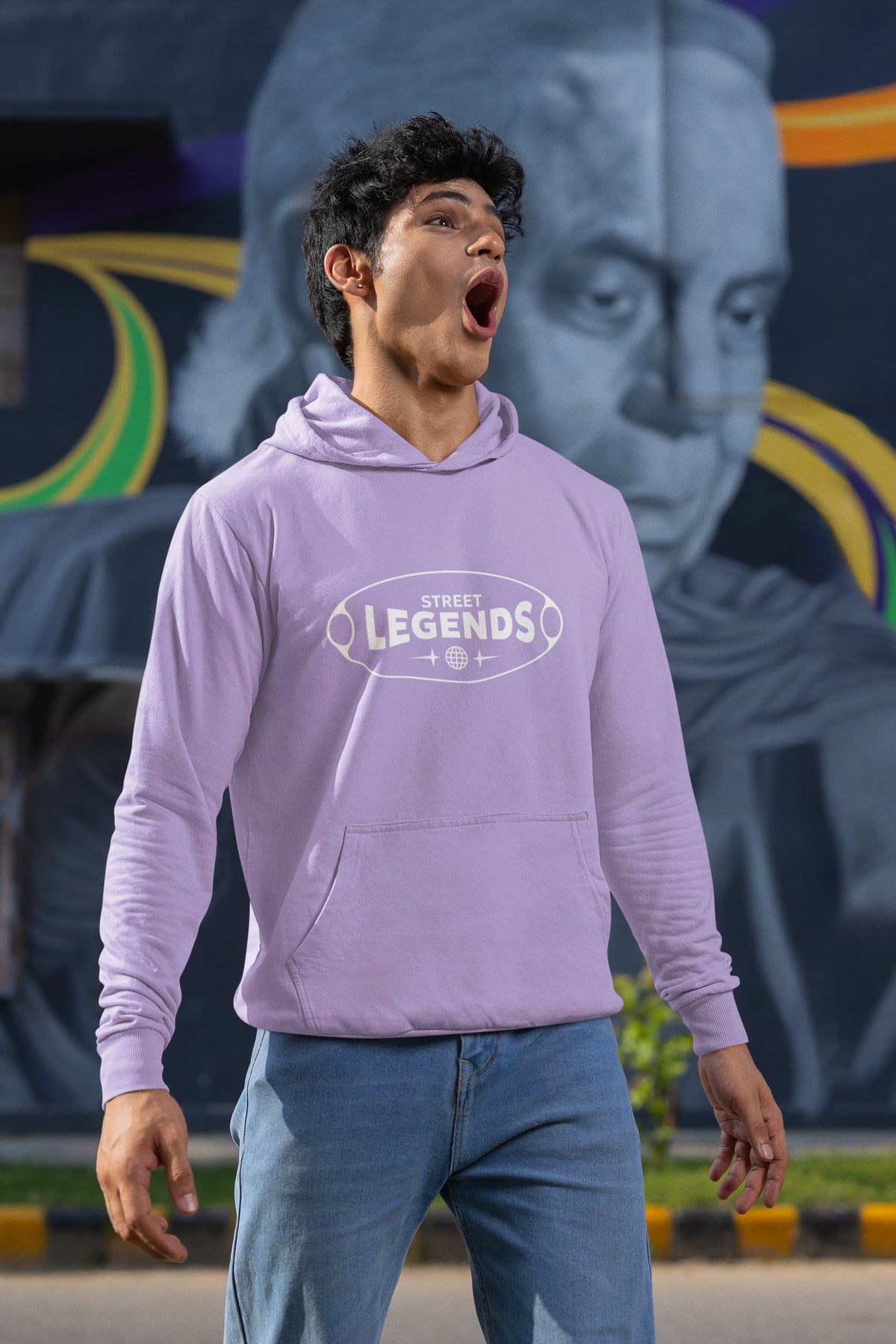Karavirs® Tide Iris Lavender oversized hoodie for men India