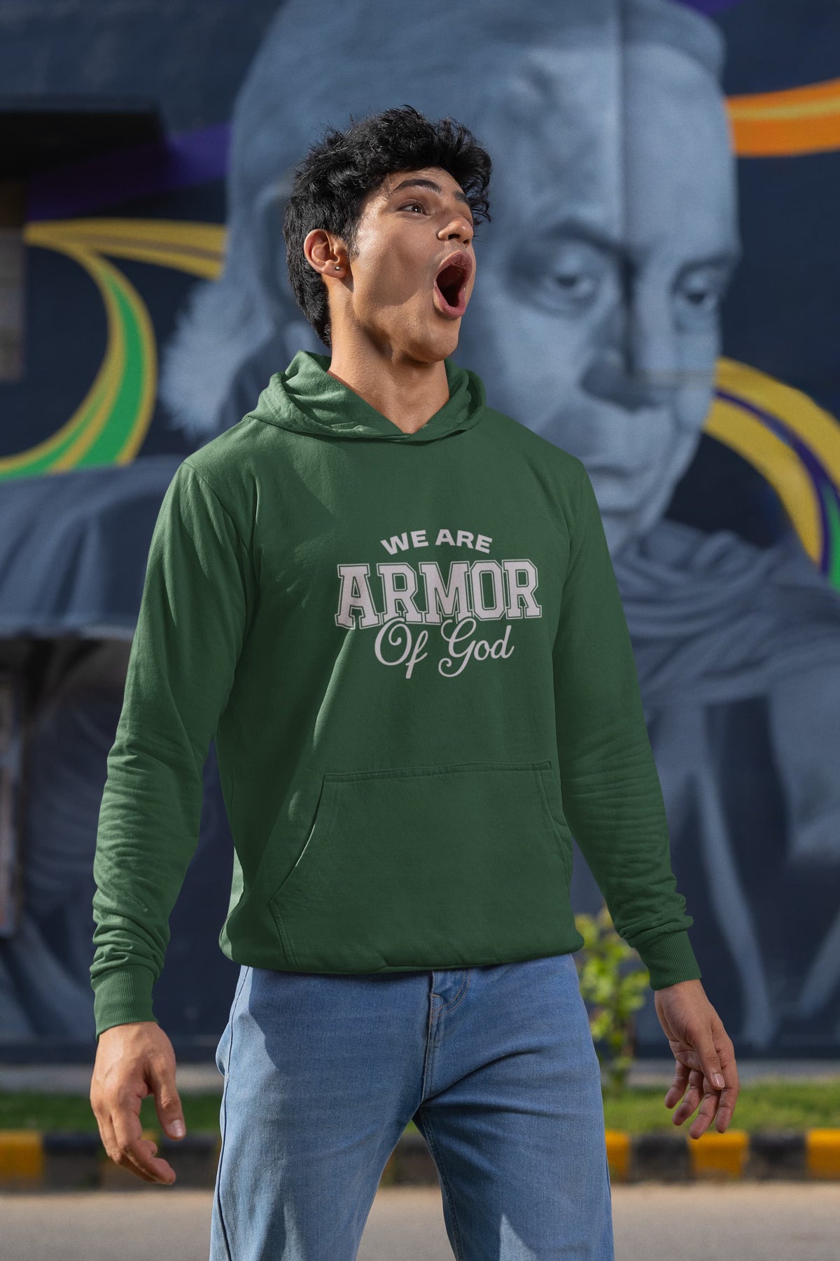 Karavirs® Armoured Olive Green oversized hoodie for men India