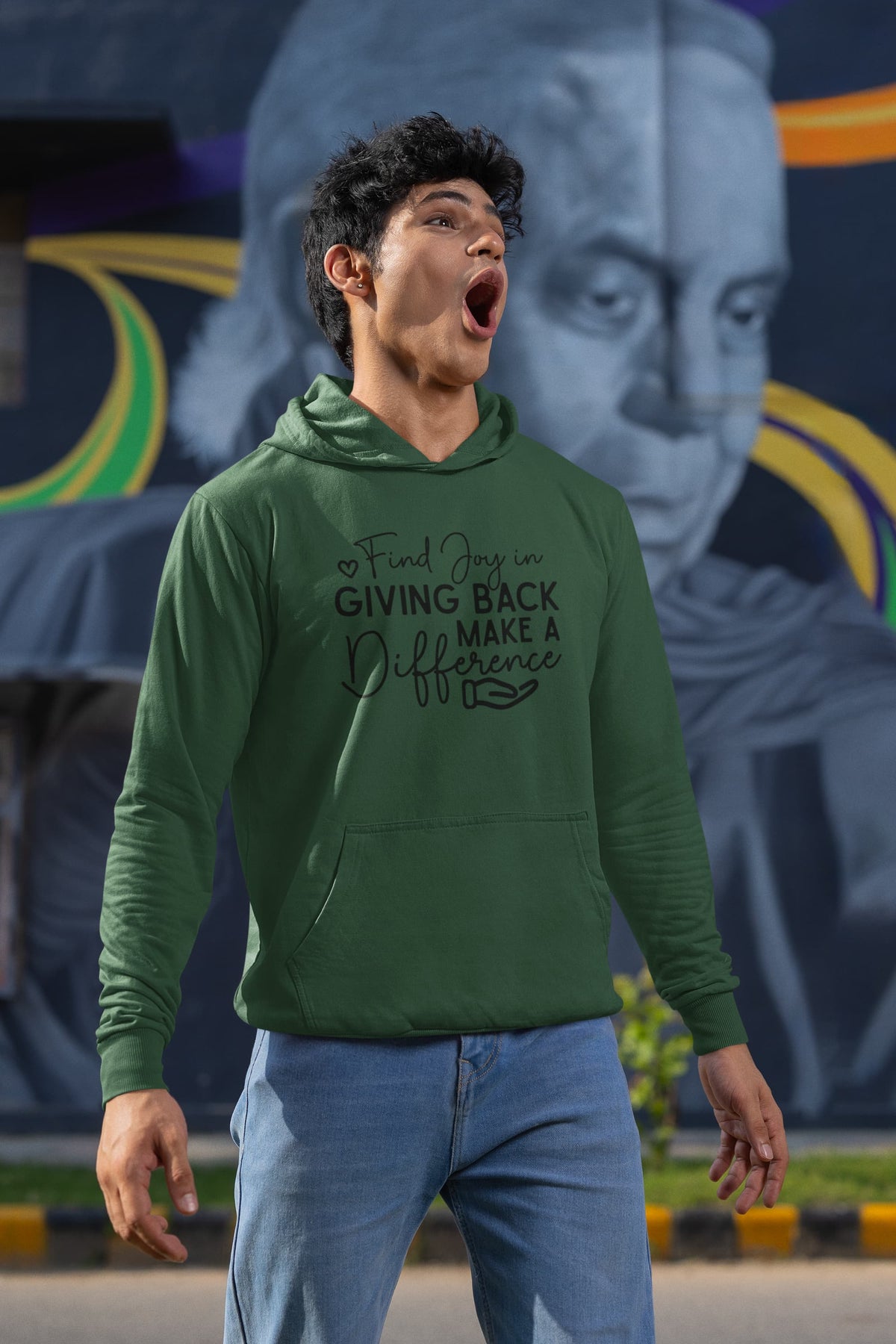 Karavirs® Generosity Olive Green oversized hoodie for men India