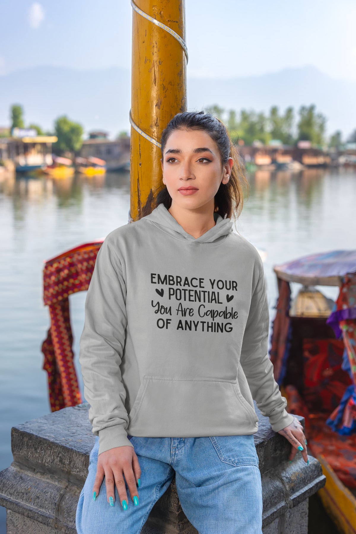 WOMENS MELANGE GREY HOODIES