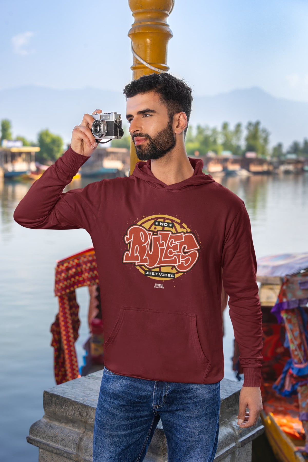 Karavirs® Resolve Maroon oversized hoodie for men India