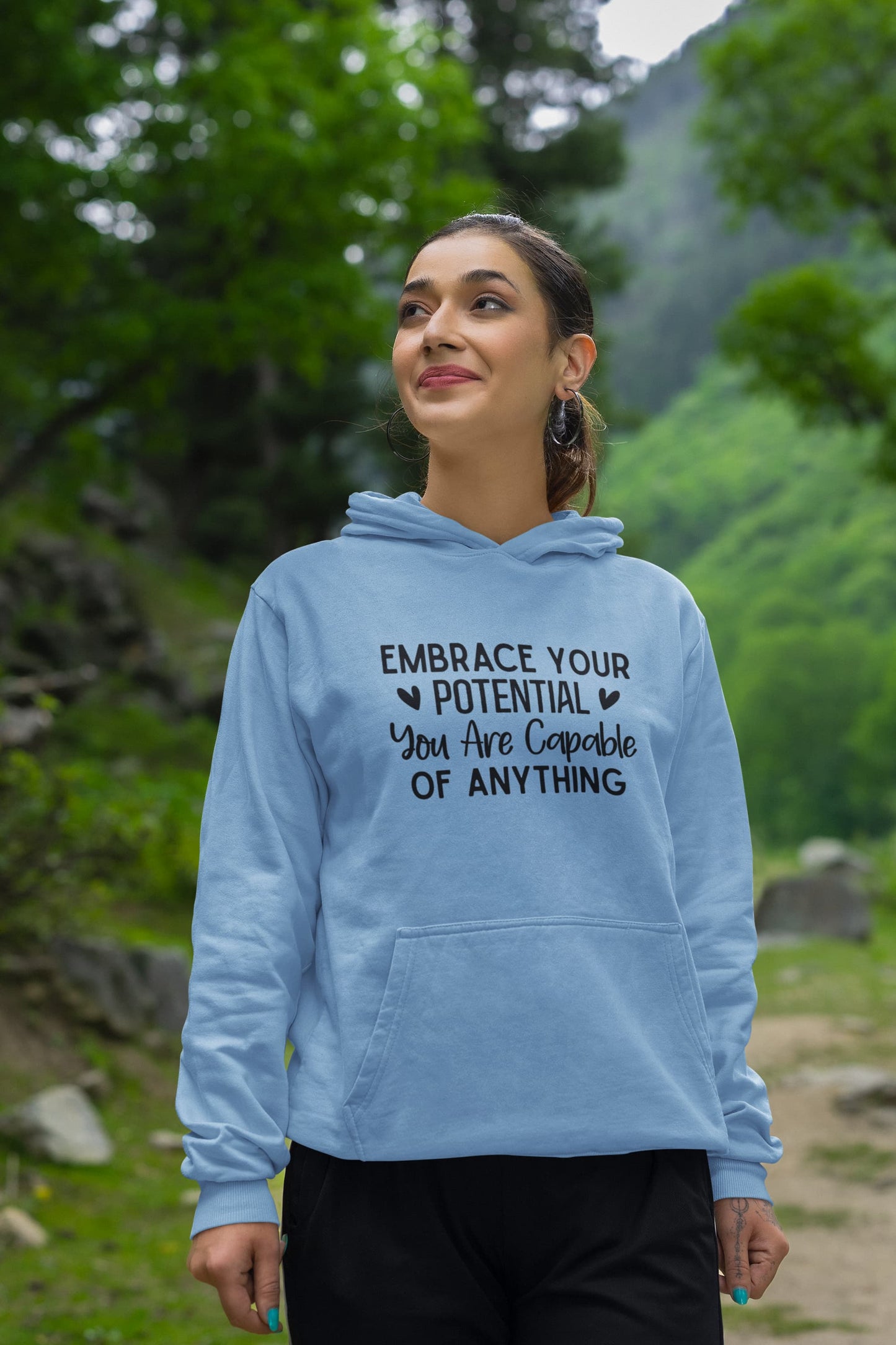WOMENS BABY BLUE HOODIES 