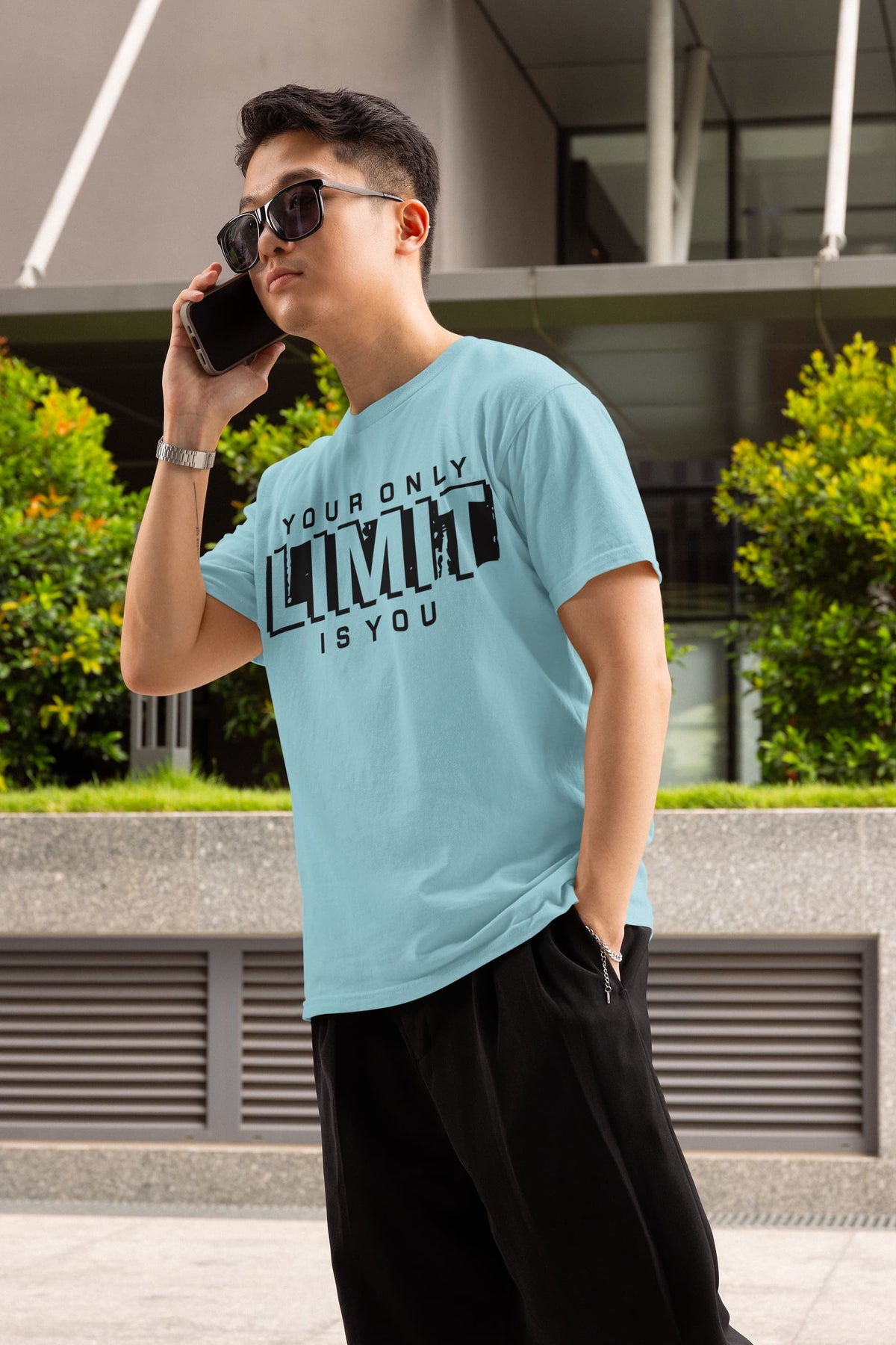 Men's Surf Blue Round Neck T-shirts
