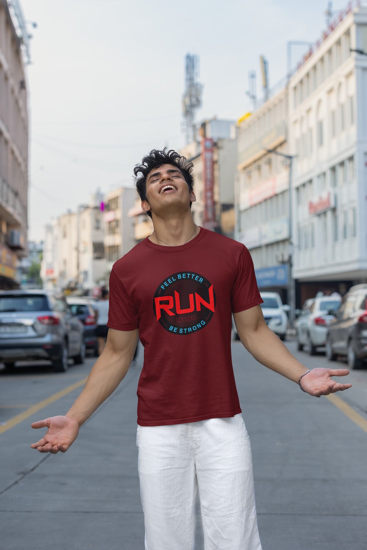 Karavirs® Feel Maroon graphic tee for men India
