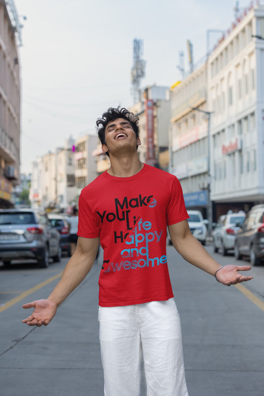 Men's Red Round Neck T-shirt