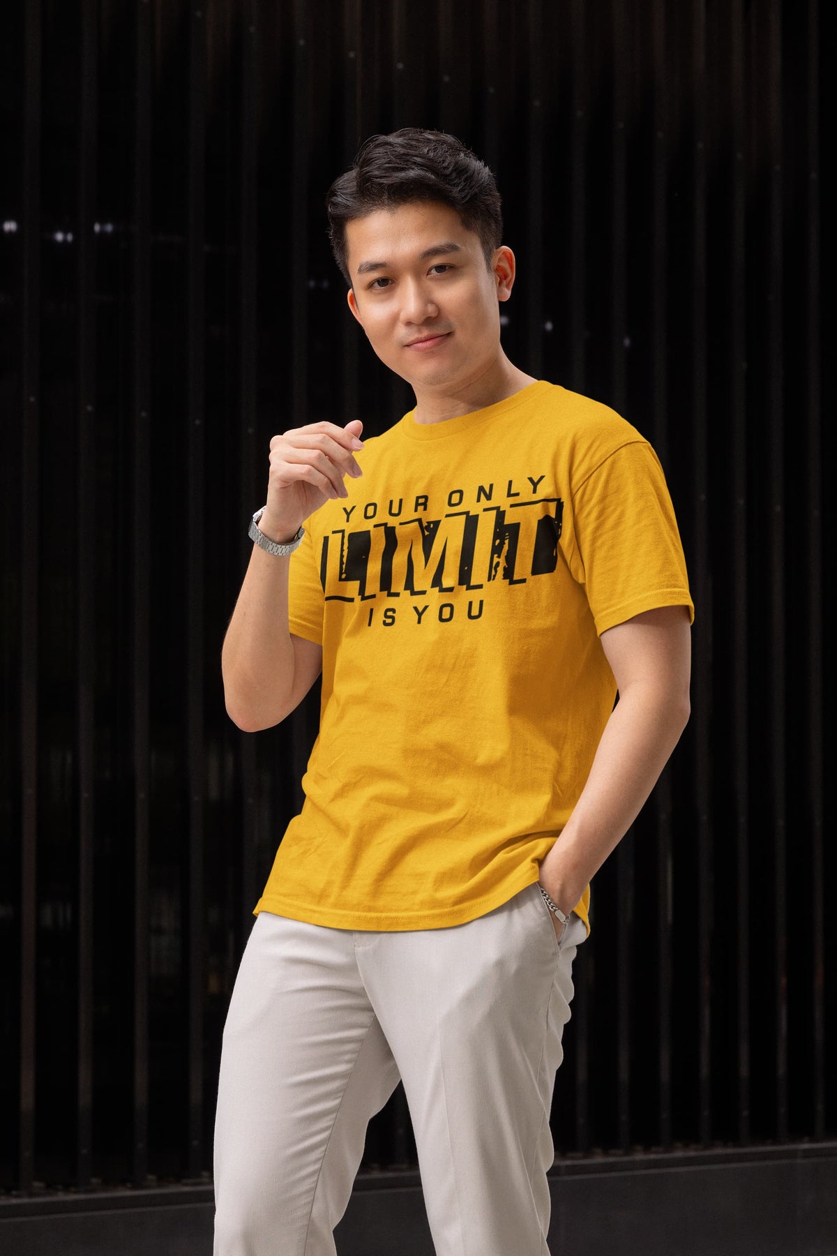 Men's Golden Yellow Round Neck T-shirts