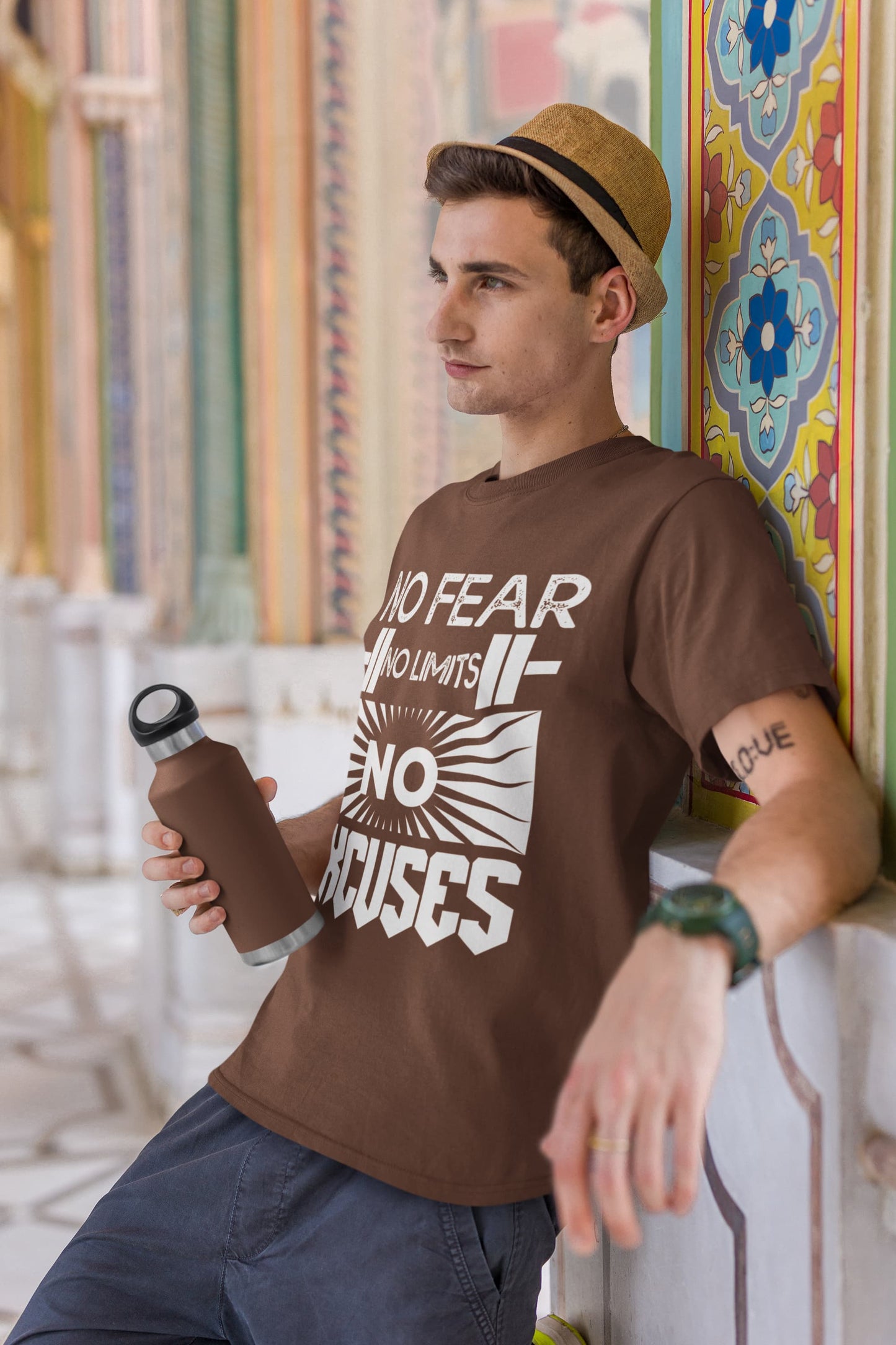 MENS COFFEE BROWN ROUNDNECK T-SHIRT