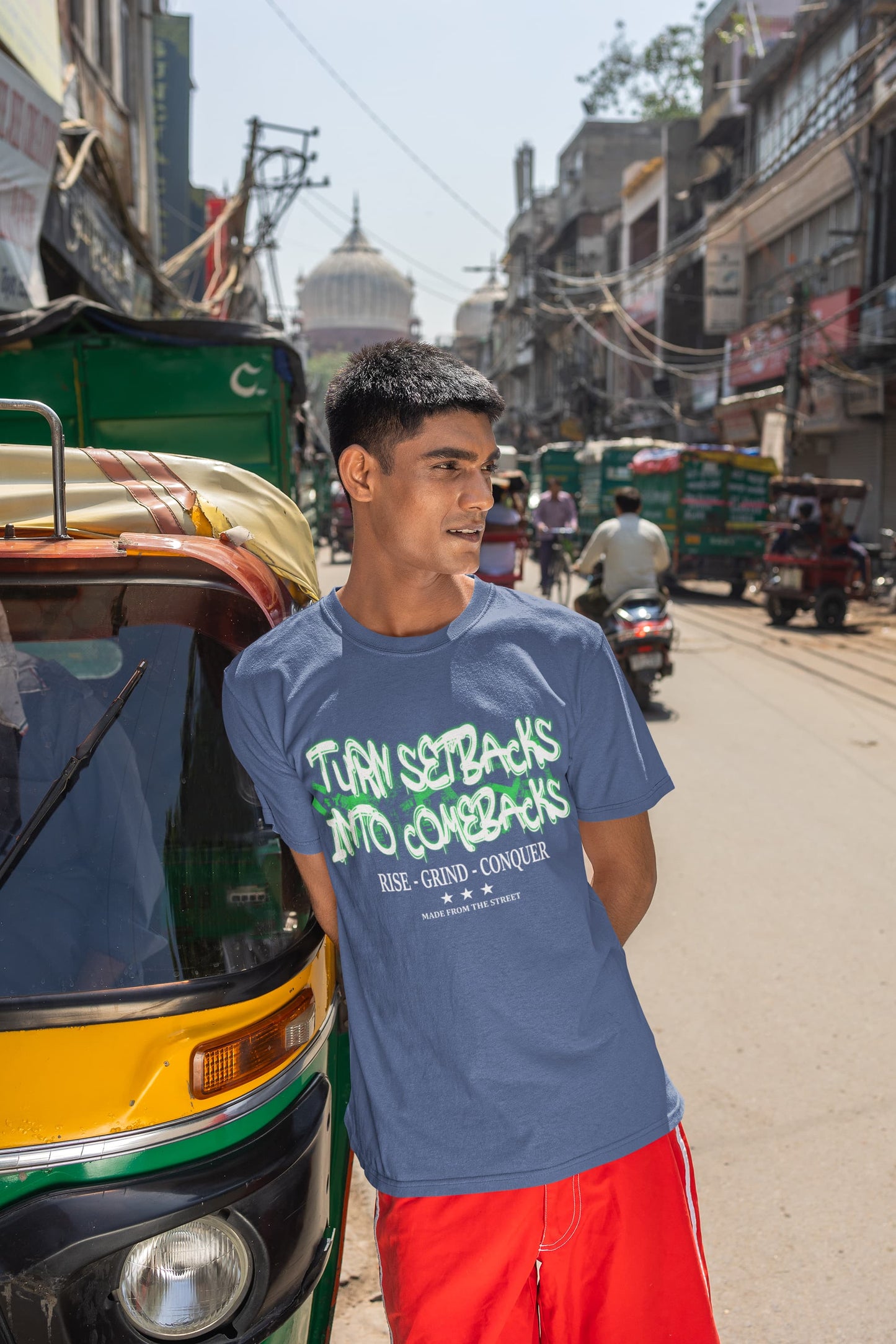 Men's Smoke Blue Round Neck T-shirts